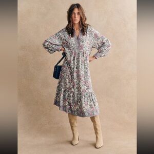 NWT Sezane Robe Boheme - Imprime Maja, Floral Print midi dress, size 8 (40 EU)